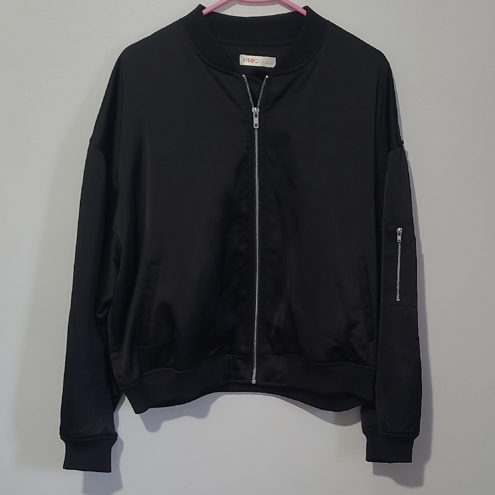 Elegant Black Bomber Jacket for Women